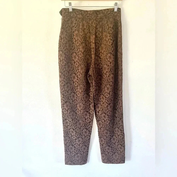 Moschino Cheap and Chic Brown Lace High Waisted Pants Made in Italy Size 10 - Picture 6 of 12